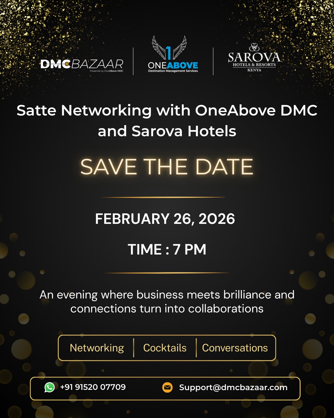 Save the Date: An Evening of Networking with OneAbove DMC & Sarova Hotels